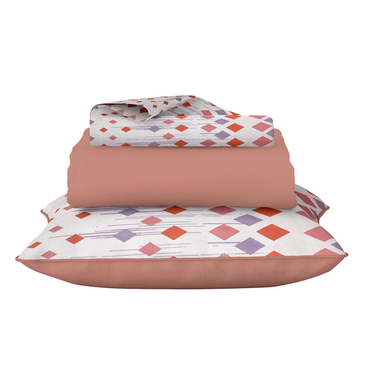 Jogo de Cama Lençol Casal 100% Algodão 3pçs 120 Fios Cor:Rosa Claro