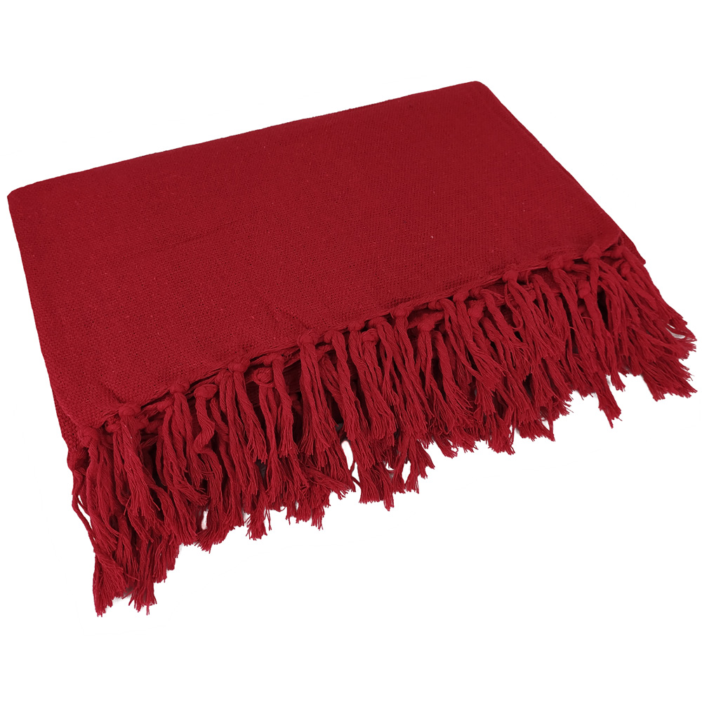 Manta Para Sofá Gigante Decorativa Em Algodão Cor:Vermelho