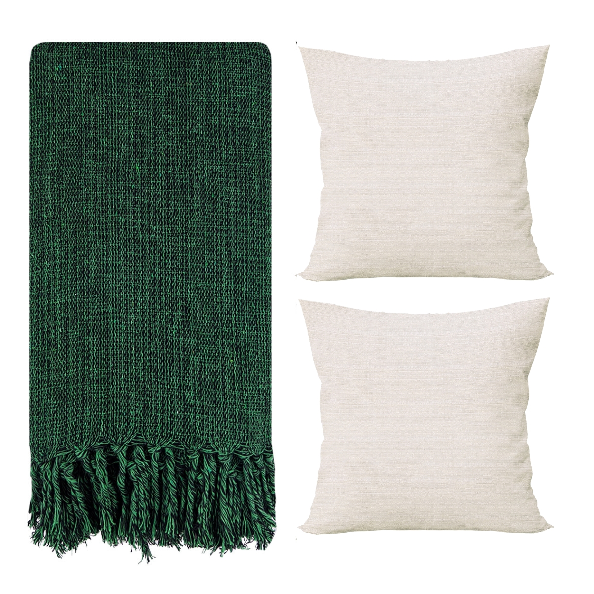 Manta Para Sofá Gigante + Capas de Almofada Decorativa Cor:Verde-Bege