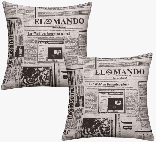 Kit 2 Capas de Almofada Jornal Ziper 42 x 42