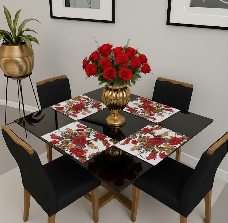 Jogo Americano de Tecido - Retangular - Kit 4 Peças - Mesa Posta + Brinde Cor:03