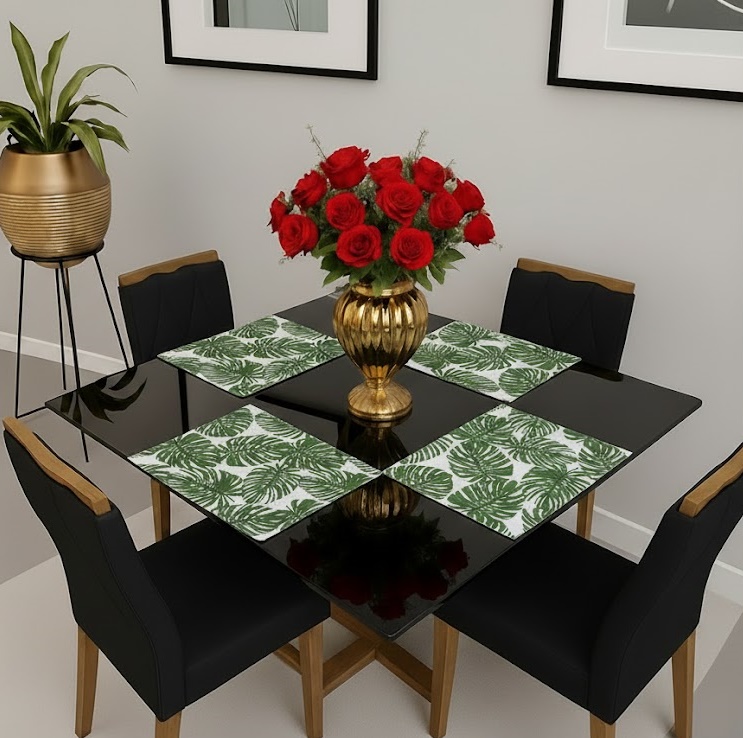 Jogo Americano de Tecido - Retangular - Kit 4 Peças - Mesa Posta + Brinde Cor:04