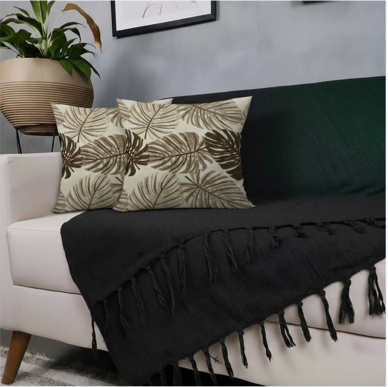 Kit Manta Para Sofá Preta+ 2 Capas De Almofada Com Zíper Cor:04