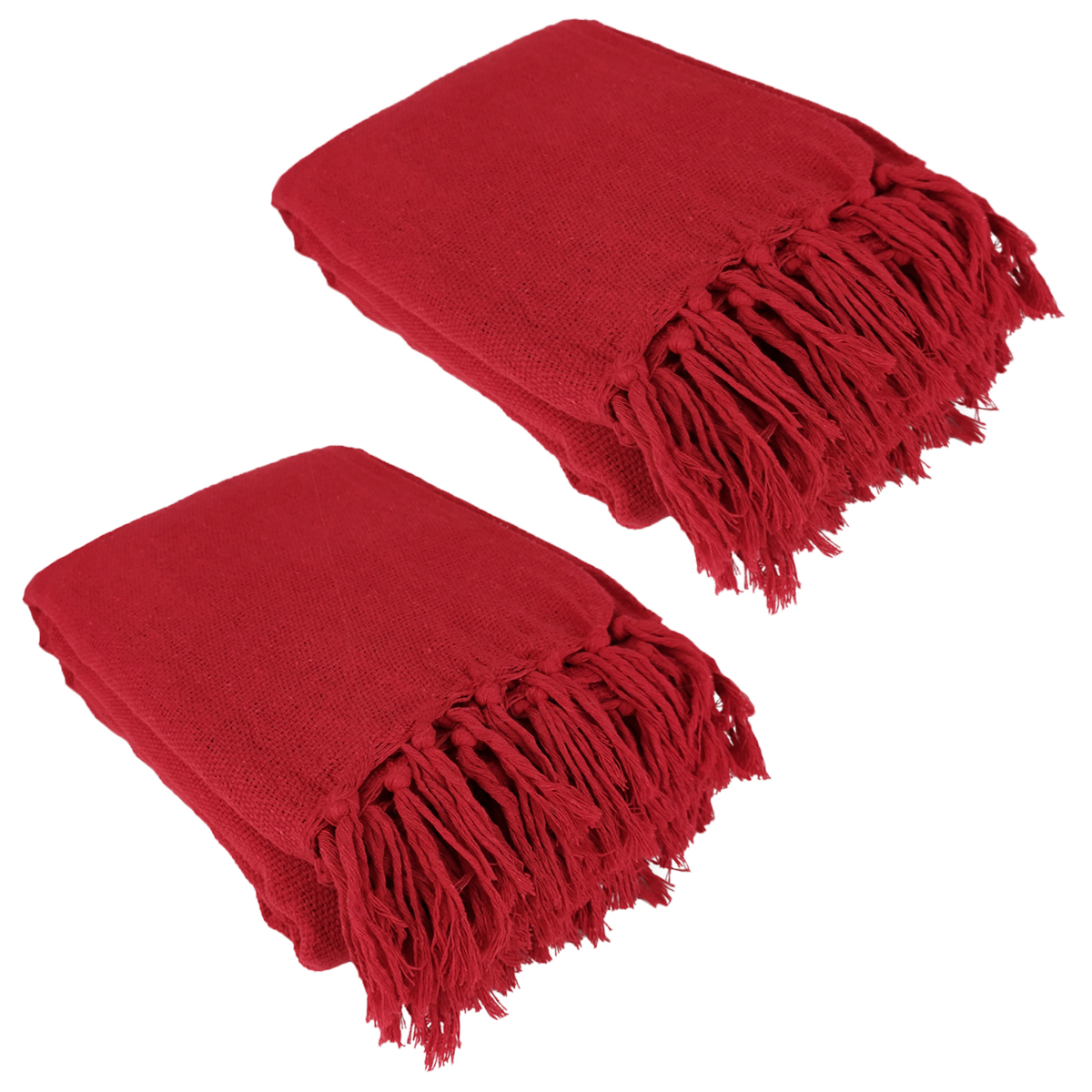 Kit 2 Mantas Para Sofá  240x180 em Algodão Cor:Vermelho