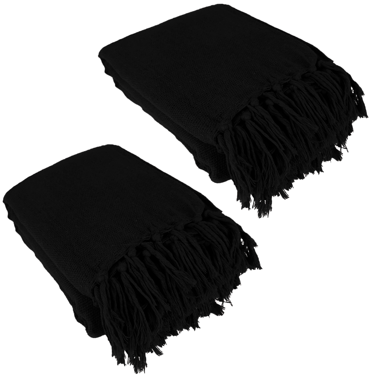 Kit 2 Mantas Para Sofá  240x180 em Algodão Cor:Preto