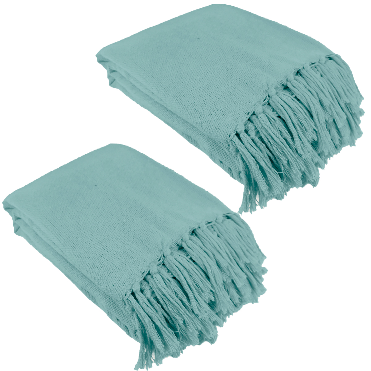 Kit 2 Mantas Para Sofá  240x180 em Algodão Cor: Verde-Àgua